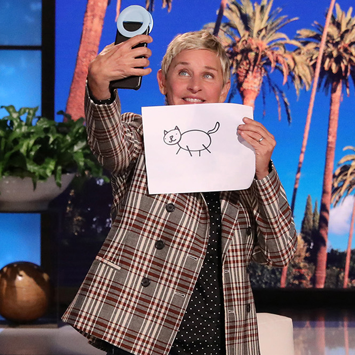 Ellen DeGeneres - Ellen First NFTs - Bitski - GOLD "Woman with Stick Cat" Package #5/10 - NFT # 84882016563996986571254544134096025529